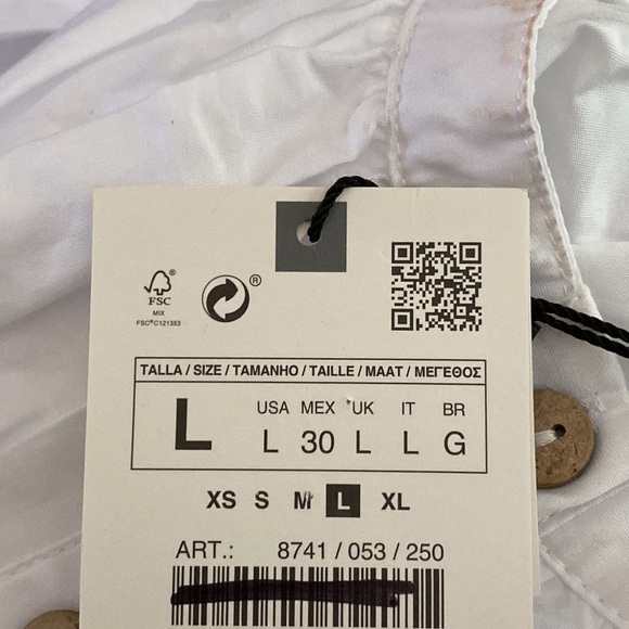 🌹NWT. Zara White Poplin Mini Dress. Size L. - Picture 10 of 12